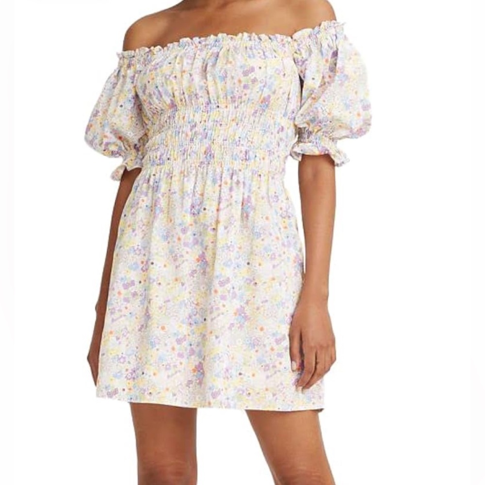 Levi’s Caitlyn Floral Puffy Sleeve Mini Dress Multi-color 100% Cotton